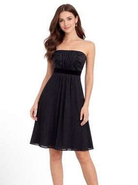 🆕 Banana Republic Petite Black 100% Silk Strapless Dress